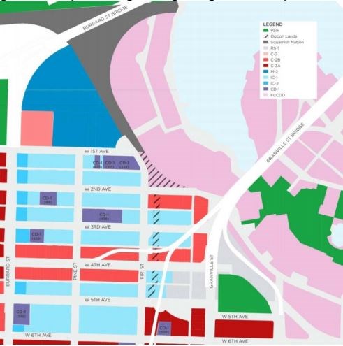 This map shows the zoning designations for the 
