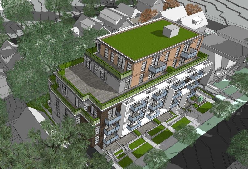 Aerial view from the southwest. Rendering Stuart Howard Architects