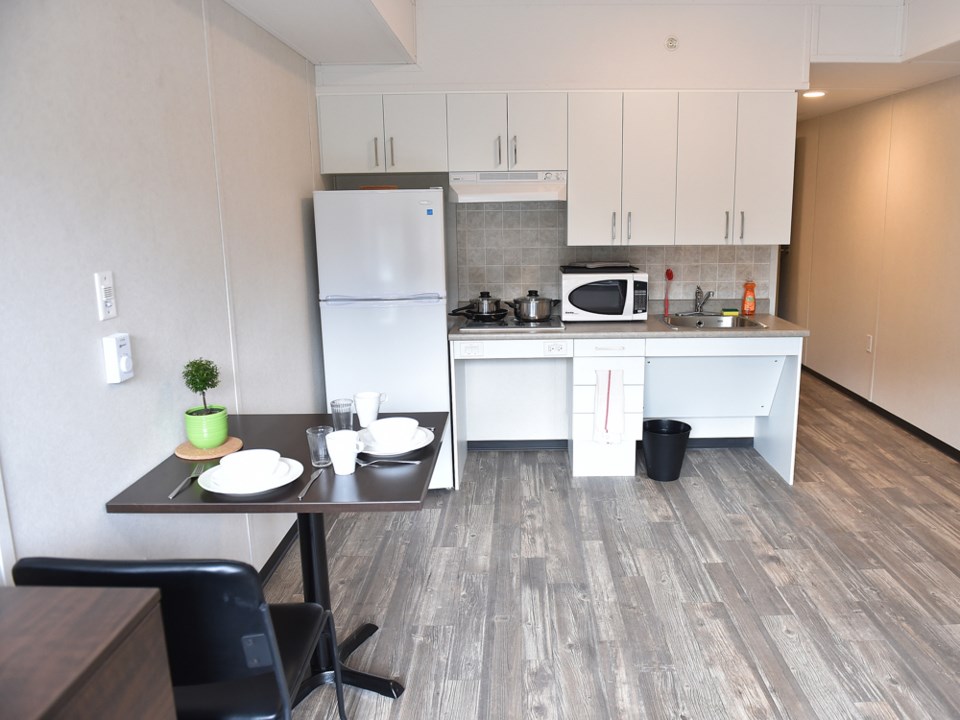 Each unit features a living/sleeping area, kitchenette and bathroom. Photo Dan Toulgoet