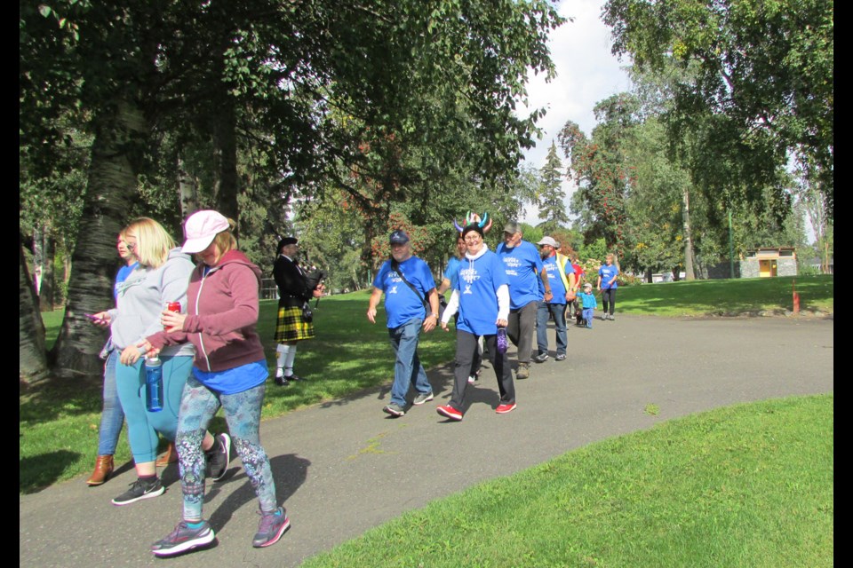 Many participants took to the path at Lheidli T'enneh Memorial Park during the Parkinson SuperWalk Saturday to raise awareness and funds for Parkinson's disease that affects 13,300 people in the province.
