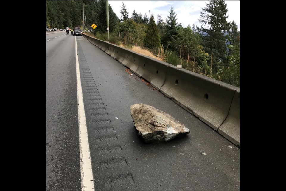 The Malahat was closed in both directions after a rock fell on the highway Monday morning. Sept. 10, 2018