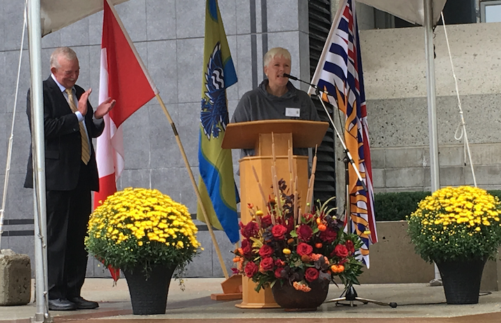 Patti McGuire, known for her softball career, was inducted into the Burnaby Sports Hall of Fame in 2016 and was honoured on Saturday for her successes.