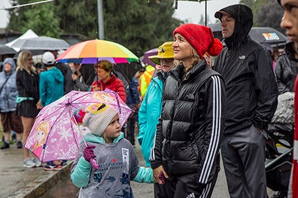 Hundreds of people braved the rain to attend the Terry Fox Hometown Run in Port Coquitlam on Sunday.