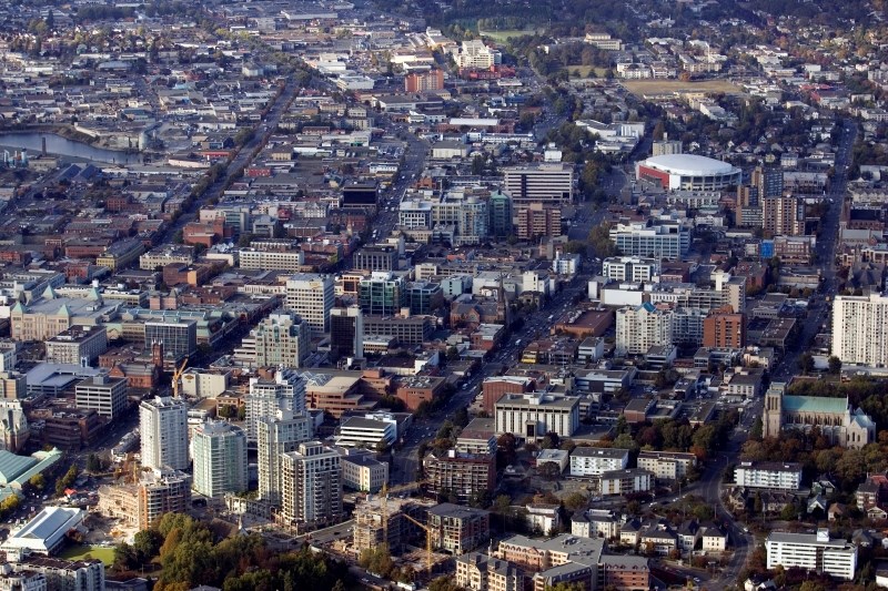 Aerial downtown Victoria