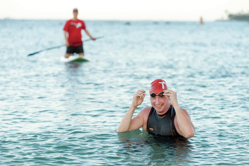 North Vancouver’s Chad Bentley emerges from the water during one of the swims in the Epic-5, an adventure race that involved completing five full Ironman Triathlons in five days on five different Hawaiian islands. photo Colin Cross