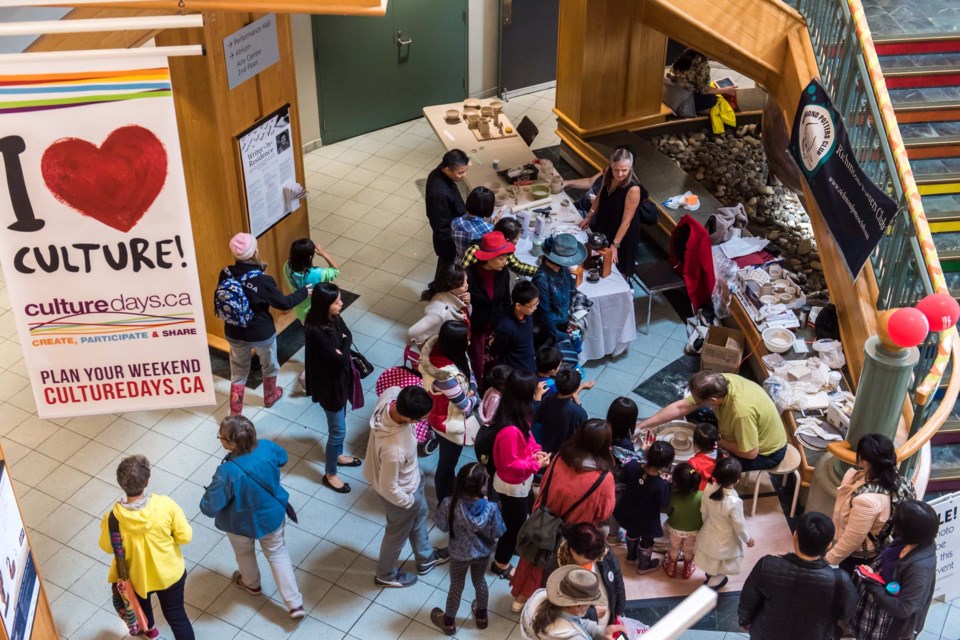 A crowd gathering to watch a pottery demonstration during Culture Days 2017. Photo: Submitted