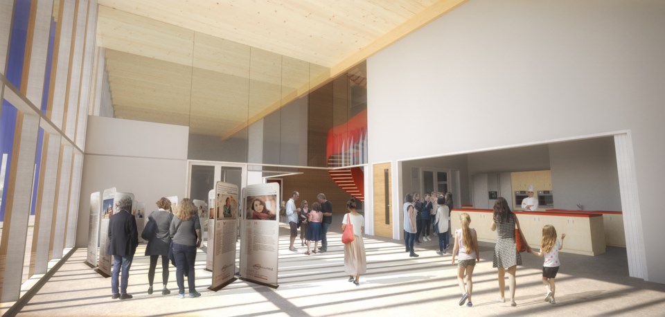 Rendering of the multi-purpose room in the proposed new building.