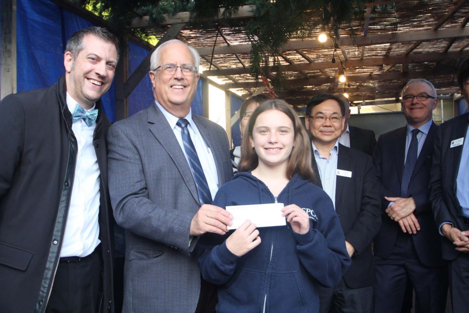 (From left) The Bayit president Michael Sachs, Mayor Malcolm Brodie, Marc’s Mensches scholarship winner Taya Benson, Coun. Chak Au and school board trustee candidate Keith Liedtke. Photo submitted
