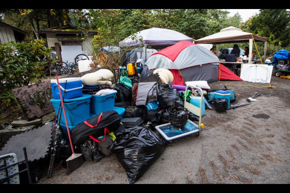 Homeless campers on private land at 5090 West Saanich Rd. Oct. 3, 2018