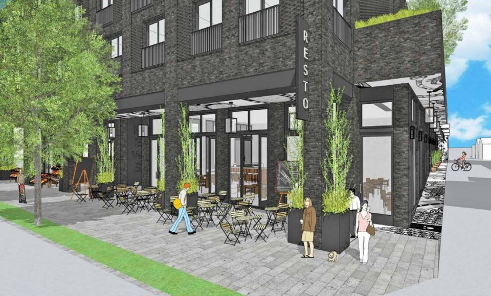 A four-storey, mixed-use development proposed for property between 1102 to 1138 East Georgia Street