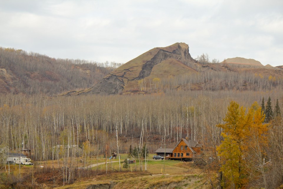 Old Fort landslide, seen from the Peace River, Oct. 6, 2018.