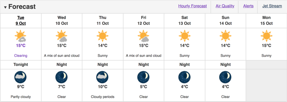 Screen grab Environment Canada