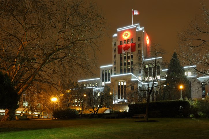 Vancouver City Hall, night