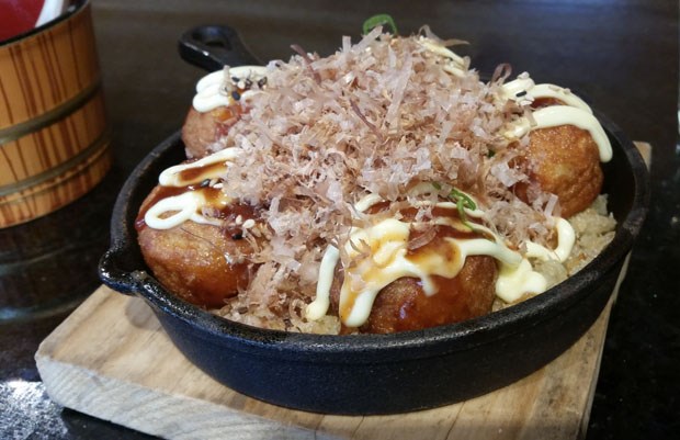 Light and fluffy takoyaki is among the appetizer options at Sapporo Kitchen in Ladner Village.
