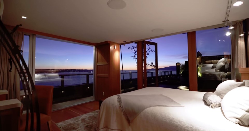 West End penthouse master bedroom night