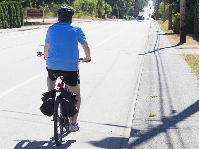 Cycling on Manson Avenue in Powell River