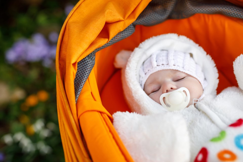 iStock, sleeping baby in stroller