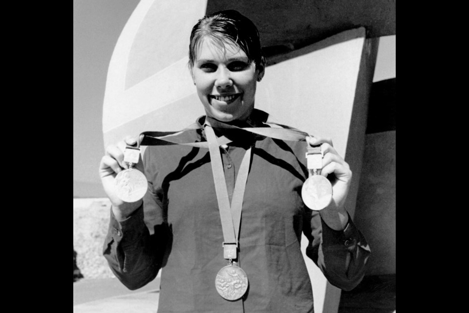 Flashback to 1968, and Elaine Tanner shows the medals she won at the Olympic Games in Mexico City.