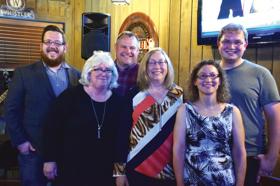 Election winners for Sechelt: Matt McLean, Brenda Rowe, Eric Scott, Darnelda Siegers, Janice Kuester, Alton Toth. Missing is Tom Lamb, who was also elected to council.