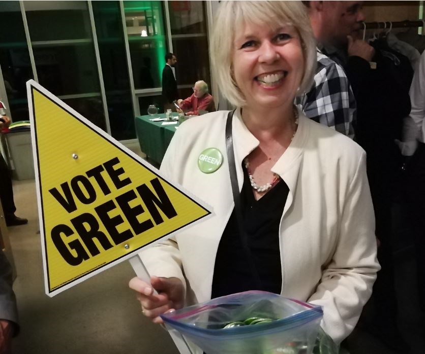 The Greens' re-elected councillor Adriane Carr was all smiles Saturday night. Once again she receive