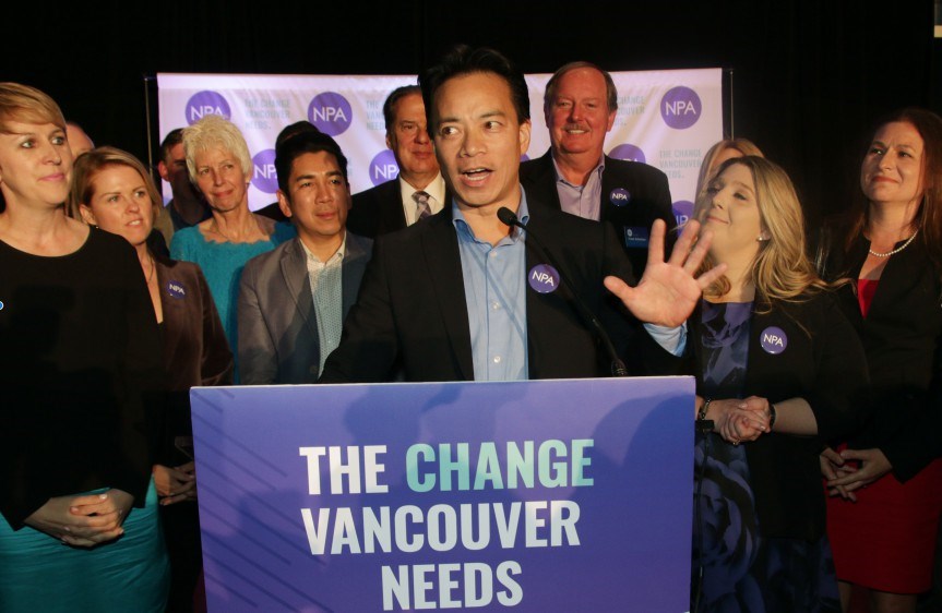 Ken Sim thanks supporters at the end of a very long election night. Photo Rob Kruyt