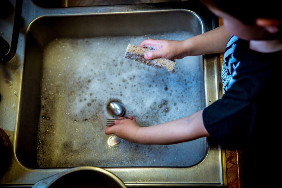 children, housework, stock photo