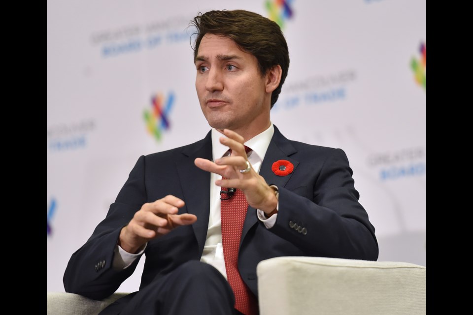 Prime Minister Justin Trudeau speaks to members of the Greater Vancouver Board of Trade Thursday, Nov. 1. Photo Dan Toulgoet