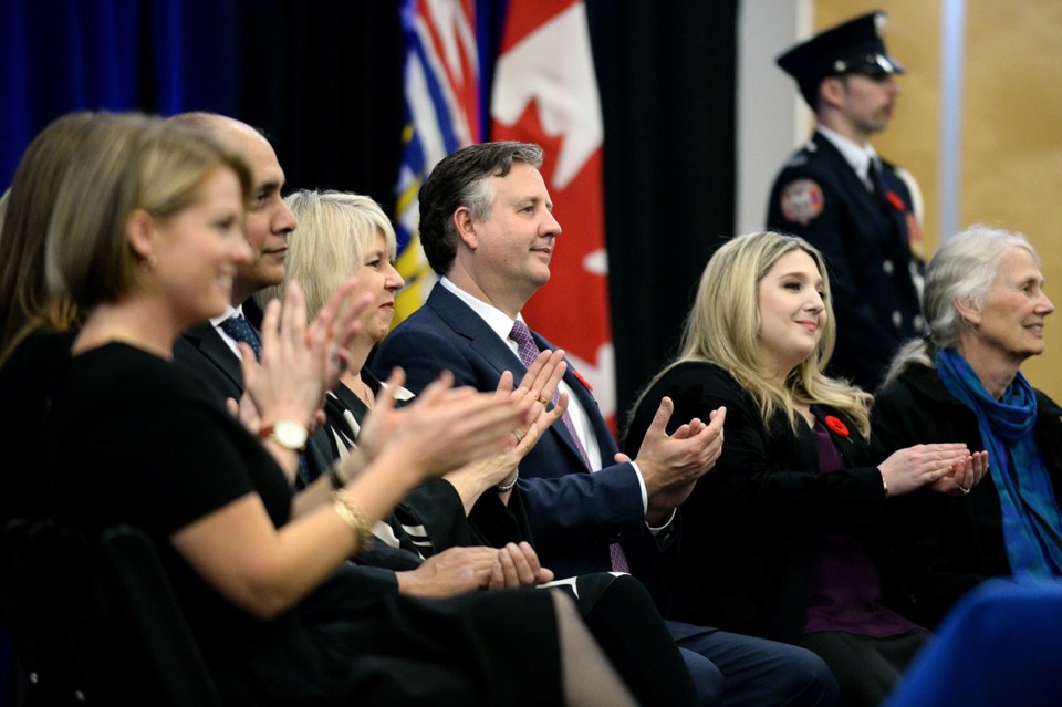 Mayor Kennedy Stewart and 10 city councillors were sworn in Monday at Creekside community centre. Th