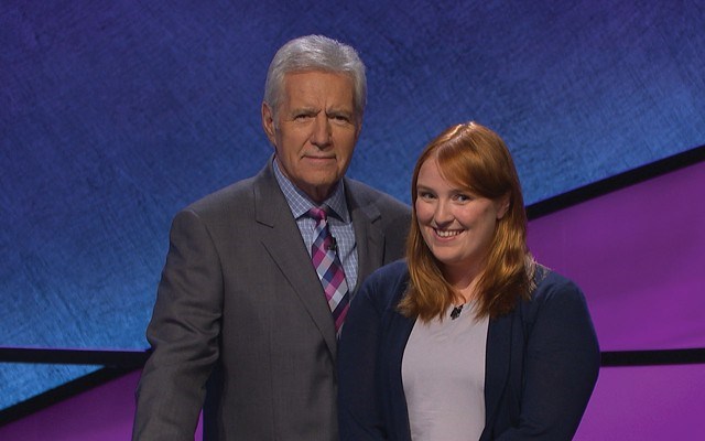 Whistler's Hannah McIntyre poses with Jeopardy! host Alex Trebek