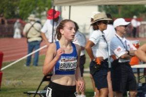 Burnaby Mountain's Isabella Brunoro, shown above racing for Team B.C. at last summer's Legion national youth track and field meet, was the top local runner at last week's B.C. High School cross country championships, finishing the junior girls division in eighth place.