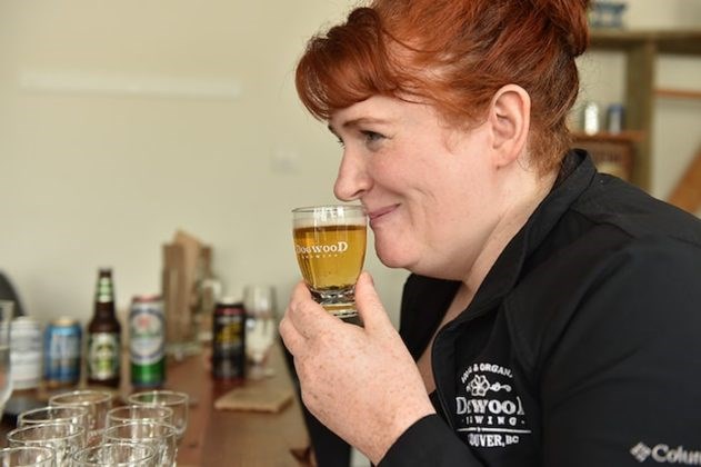 Claire Wilson tries out some near beers. Photo Dan Toulgoet