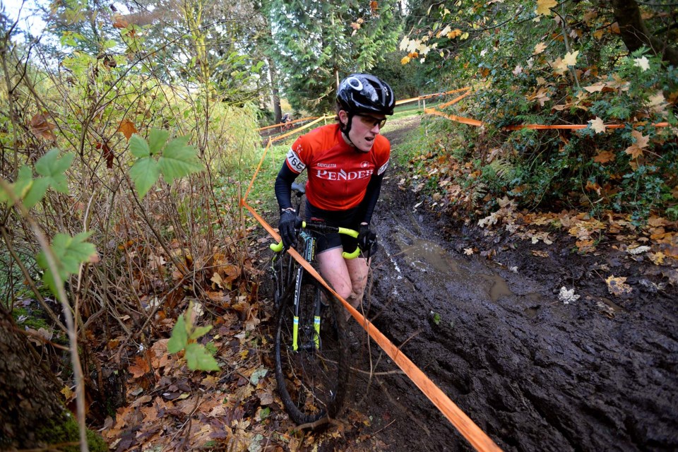 Up hill and through some sticky mud, Carolyn Russell would emerge first overall in her division at last week's Queen's Cyclo-cross in New Westminster.