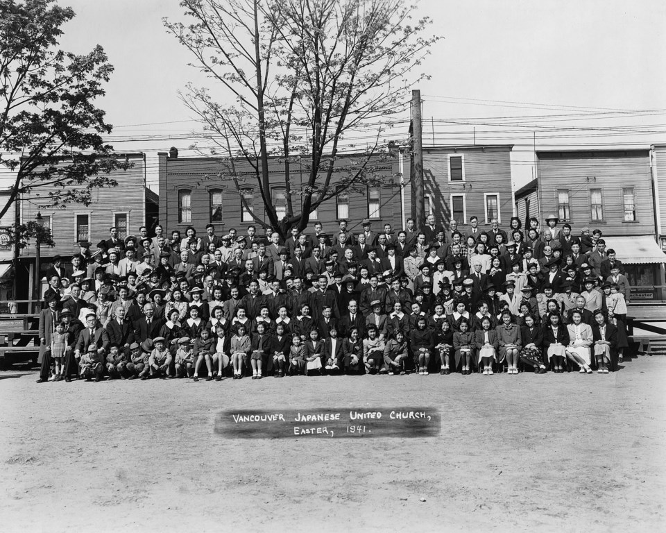 Members of the Vancouver Japanese United Church in front of the Powell Street property in 1941. Phot