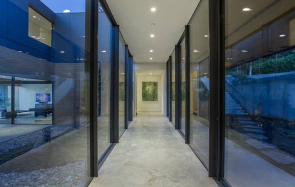 West Vancouver Modernist house main glass corridor