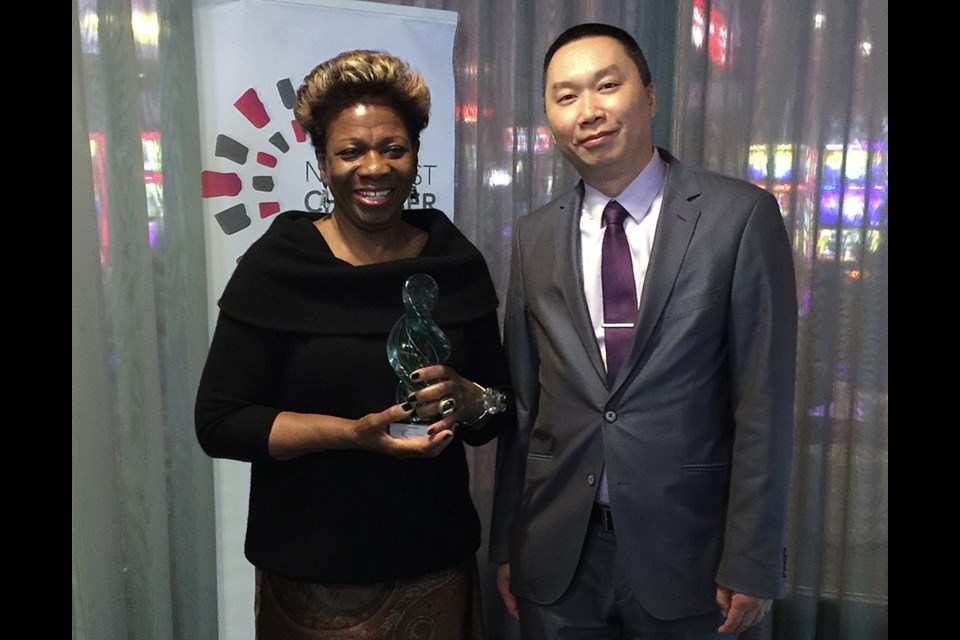 Business Person of the Year Lorna Stewart, pictured with Vu Lam for presenting sponsor Starlight Casino. Stewart owns Essence Hair and Fashion Accessories on Carnarvon Street.