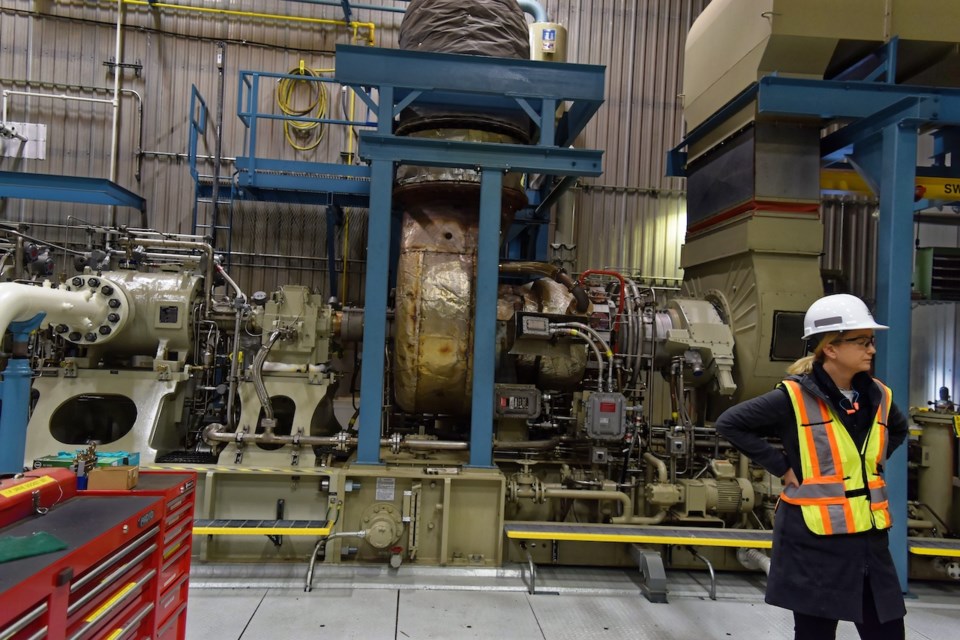 In front of the compressor station units in Coquitlam. Squamish's station will have three compressor units. Two that will always be operational and a third for peak periods, such as during the winter.