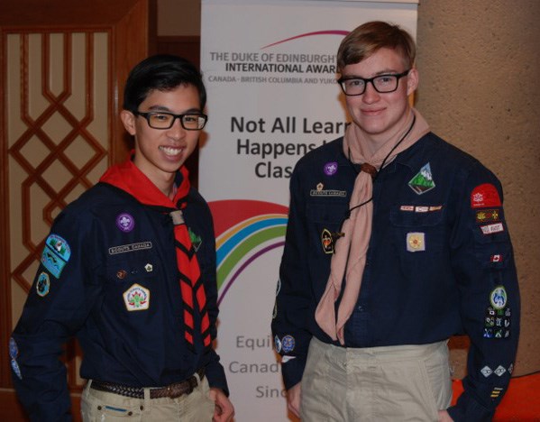 Tyler Ng (left) and Leon Stubley earned Duke of Edinburgh’s International Awards on Sunday, Nov. 24.