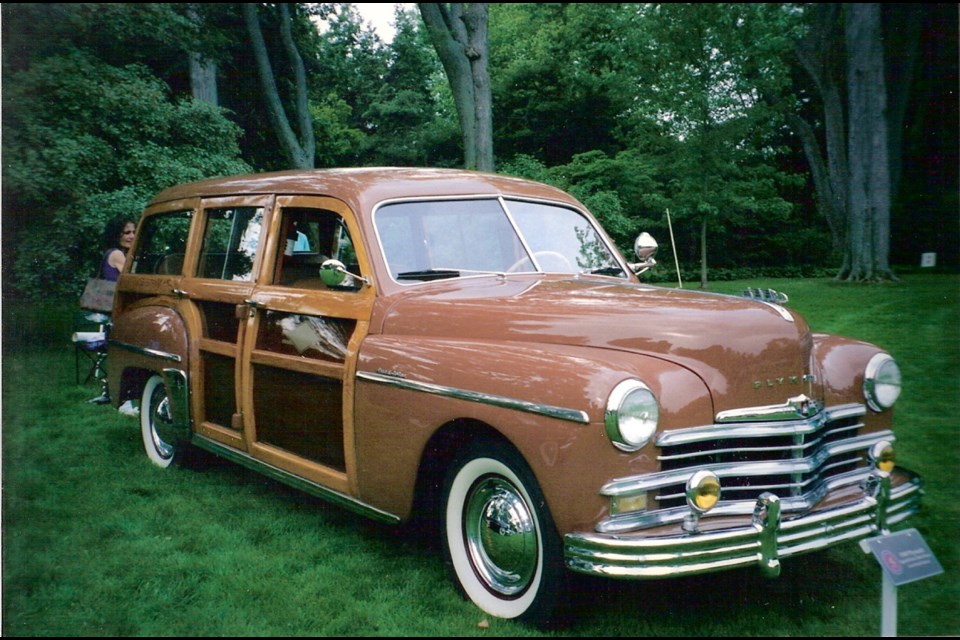 A 1949 Plymouth &Ograve;woody&Oacute; station wagon. The model would continue through the 1950 model year.