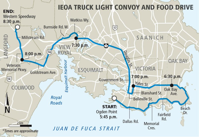 Route of the 2018 IOEA Truck Light Convoy