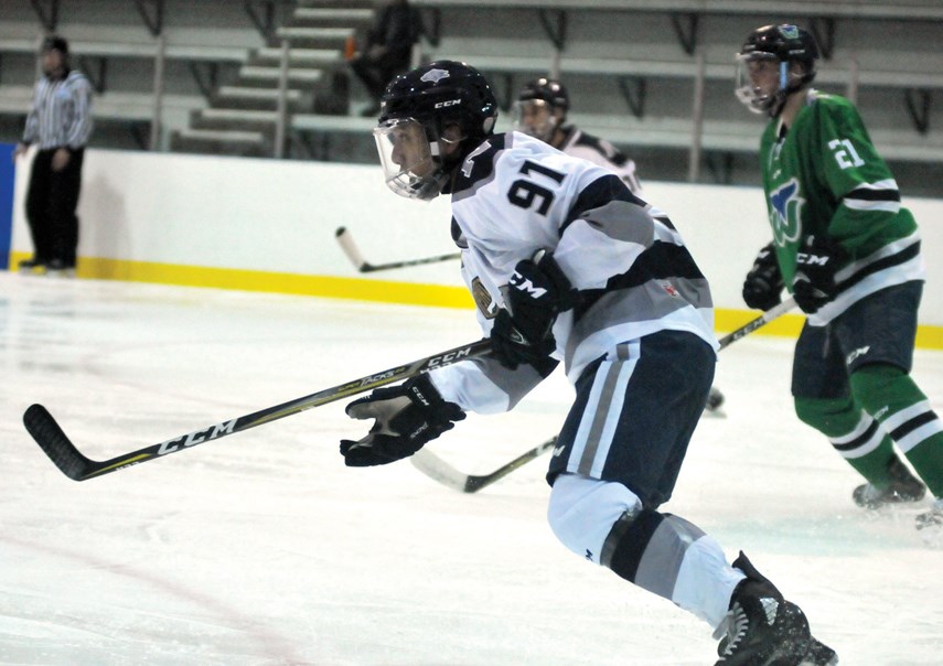 Team captain and points leader Justin Lee races into action for the North Van Wolf Pack. photo Paul McGrath, North Shore News