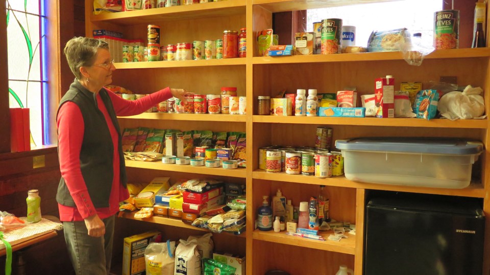 Cindy Leitner brings food and toiletries from Belterra Co-housing to the Bowen Island Food Bank