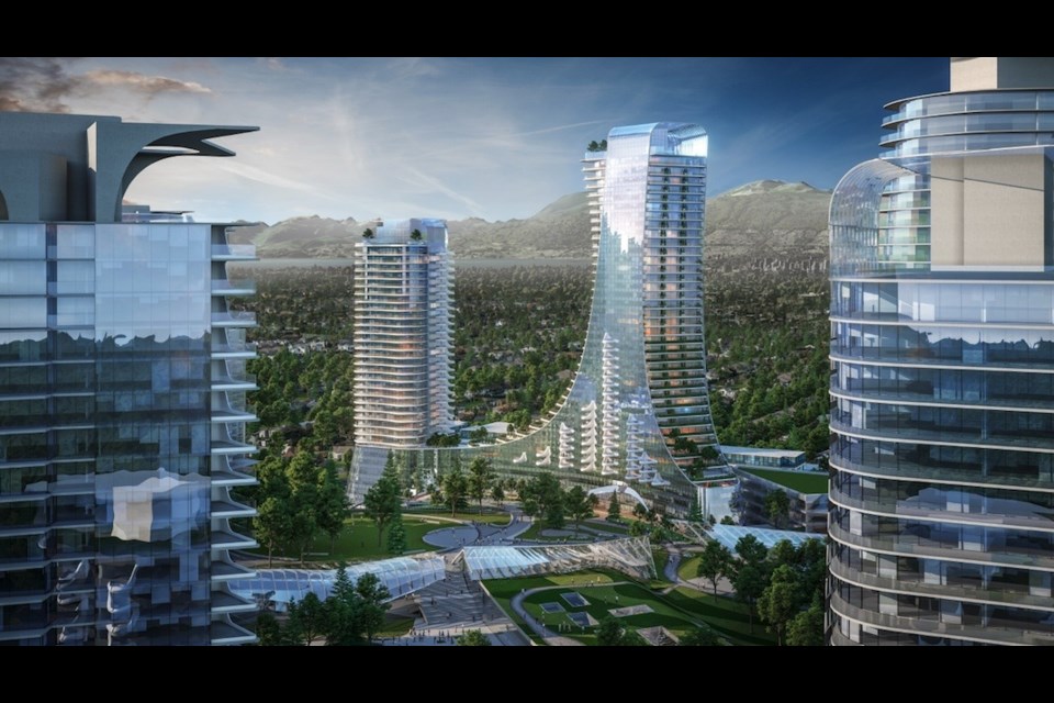 Oakridge Centre's first phase, buildings 3 and 4, will be 32 and 42 storeys respectively, under the current designs. Source: Westbank/Henriquez Partnership Architects