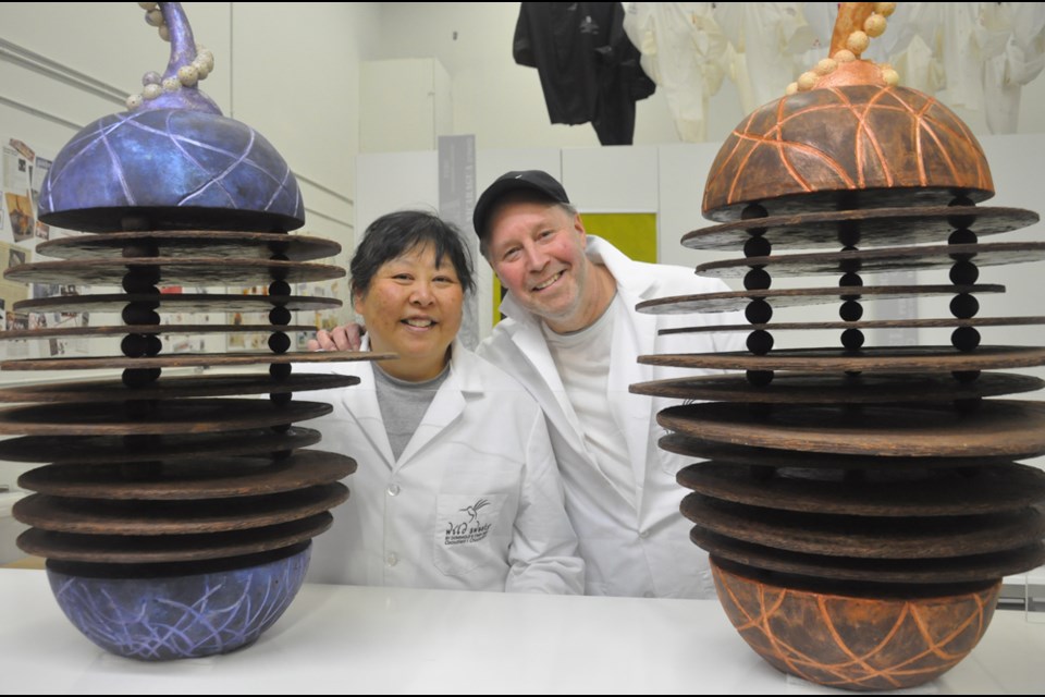 Cindy and Dominique Duby showcase one of their chocolate art displays. Their Richmond business, Wild Sweets, is the only Canadian artisan science-based cocoa bean-to-bar chocolate maker. Daisy Xiong photo