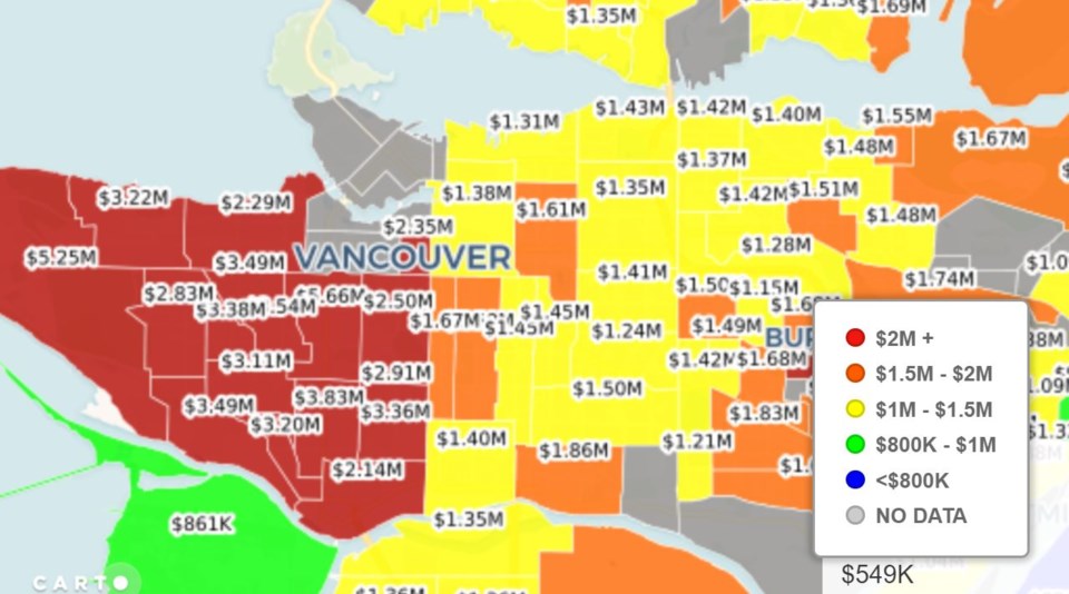 estate block single-family home heat map