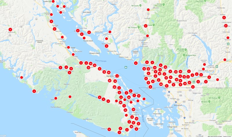 Power outages map. Friday, Dec. 21, 2018