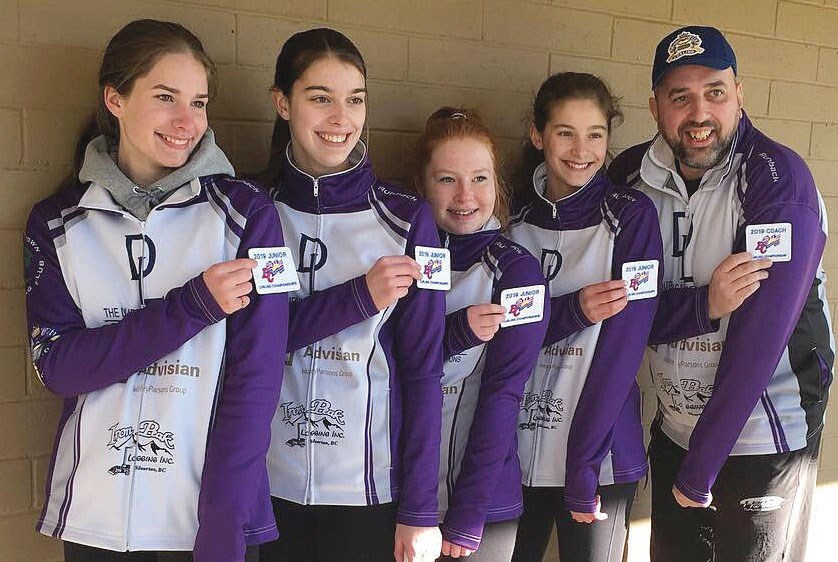 Tunnel Town's Meredith Cole and Keira McCoy (second and third from right) are part of Team Taylor that will be competing at the B.C. Junior Curling Championships in Vernon.