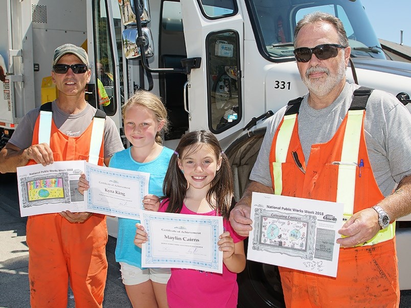 Powell River grade three students Kyra King [second from left] and Maylin Cairns