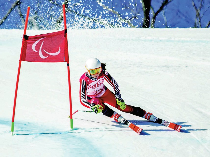 West Vancouver’s Mollie Jepsen skis in the super-G portion of the super combined at the Jeongseon Alpine Centre during the 2018 Winter Paralympic Games in Pyeongchang, South Korea. The teenager won four medals at the Games, making her the biggest breakout story on the North Shore sports scene this year. photo supplied Dave Holland/Canadian Paralympic Committee