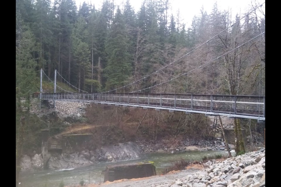 Seymour Suspension Bridge spans 73 metres over the Seymour River. Photo Mike Hanafin