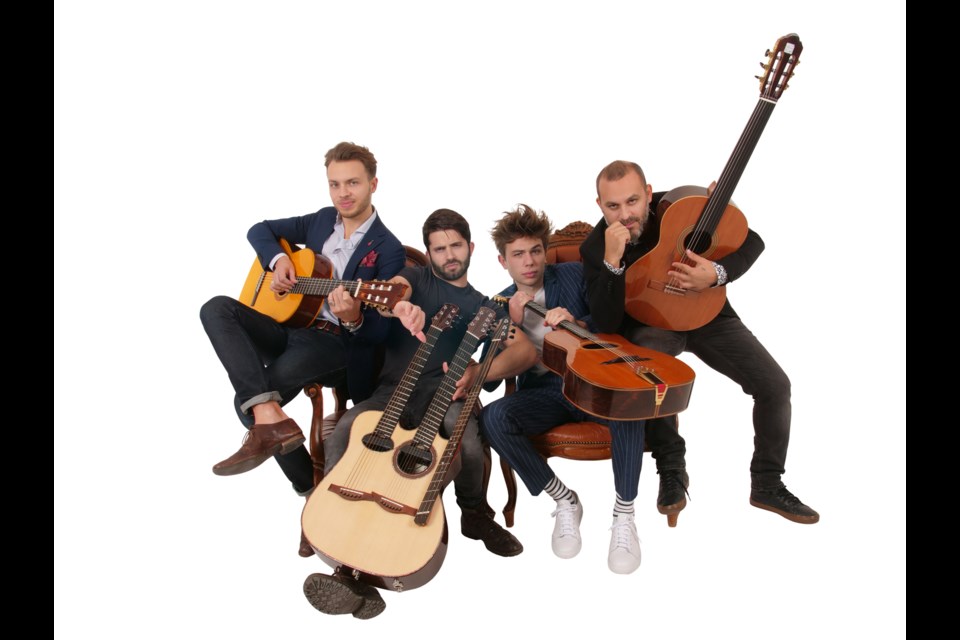 From left, Samuelito, Luca Stricagnoli, Antoine Boyer and Cenk Erdoğan are performing Thursday, Jan. 24 for International Guitar Night at Massey Theatre.